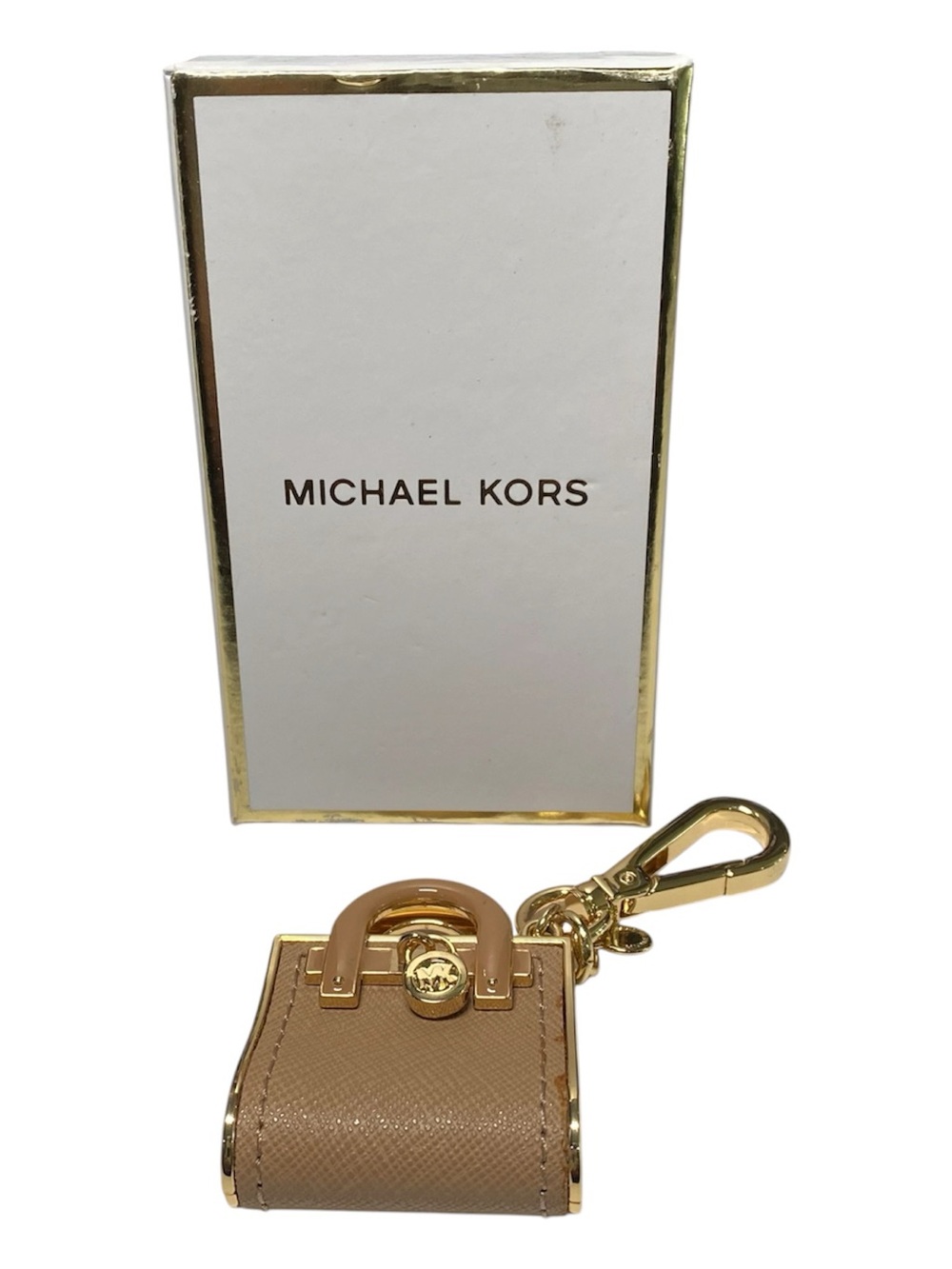 Michael Kors Bag Charm Tan /Camel and Gold With Original Box Hamilton Key Fob